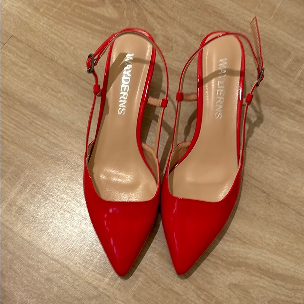 Elegant Red Slingback Heels with Pointed Toe